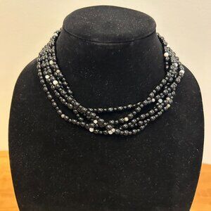Black and White Multi-strand beaded choker